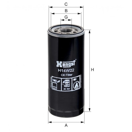 Hengst Oil Filter, H14W22 H14W22